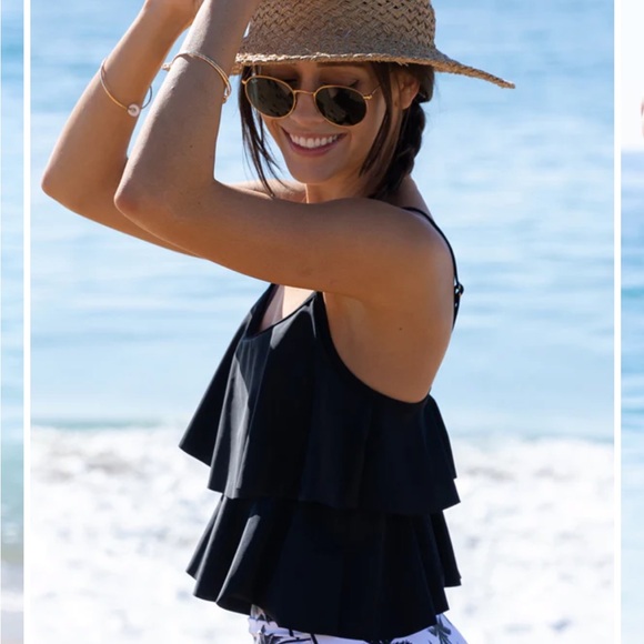 Tankini ruffle top with full coverage bottoms, XL - Picture 2 of 8